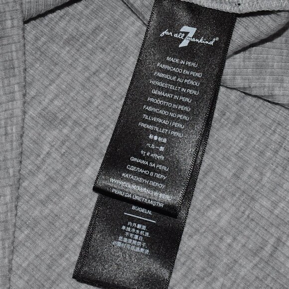 7 For All Mankind Pleated Puff Shoulder Power Rib Tee Top Heather Grey S… - Picture 10 of 14